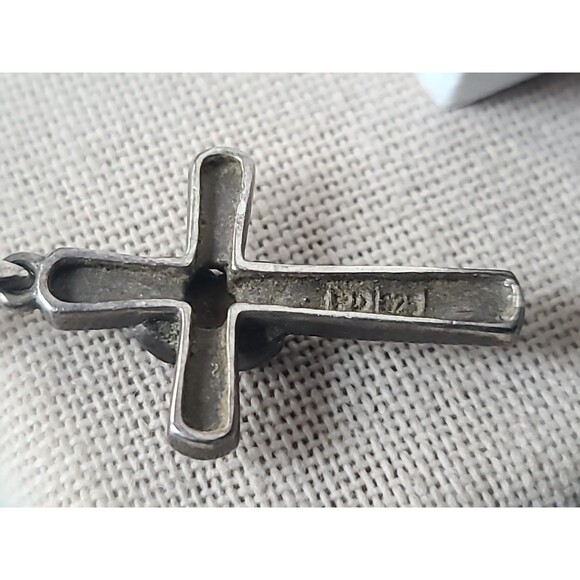 Italian 925 Sterling Silver Marcasite Cross Pendant Necklace Vintage, READ - Picture 6 of 10